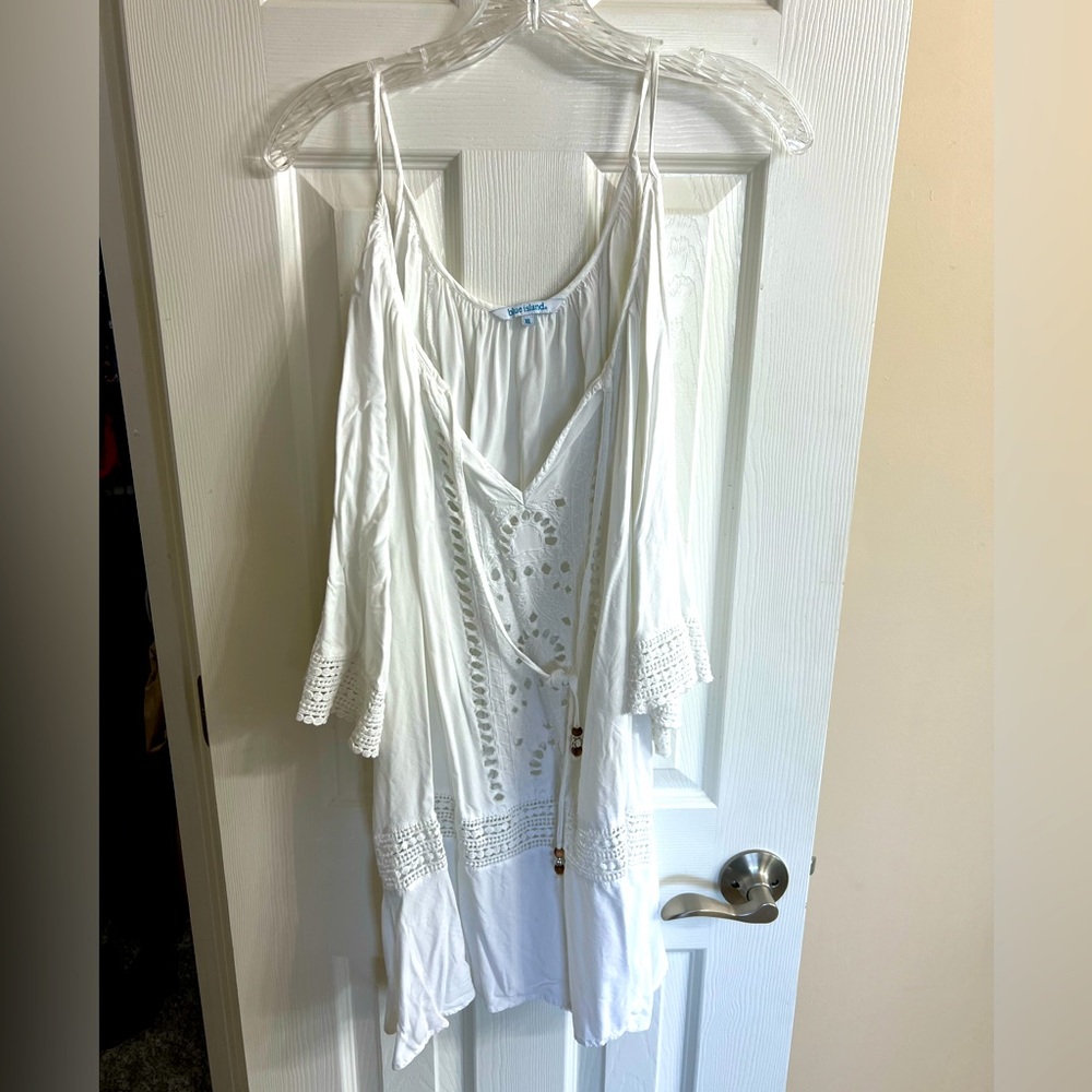Blue island XL White Beach Coverup